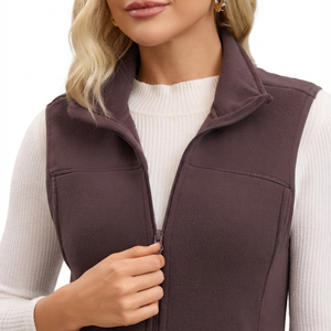 Chaleco polar de invierno para mujer con logotipo personalizado, nuevo, con cremallera, informal, talla grande, sin mangas, personalizado, a bajo precio. - Product Image 3