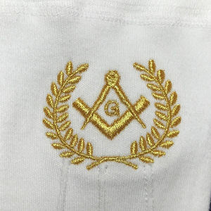 Men's Plain White Cotton Breathable <b>Touchscreen</b> <b>Gloves</b> with Light Blue Masonic Design One Size Fits All Four Seasons Daily Use - Product Image 4