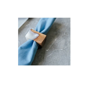Stylish Wood & Resin Napkin Ring Holder Custom <b>Personalised</b> Shape White Epoxy & Wood Napkin Ring - Product Image 3