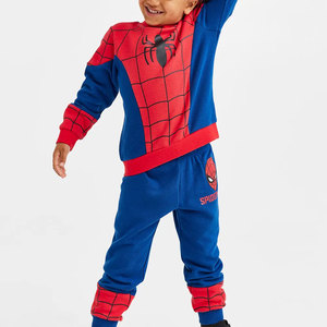 Ensemble de survêtement en coton imprimé Spider-Man pour adultes unisexe, sans manches, à capuche, bleu et rouge, pantalon long, logo, délavage acide, cordon de serrage - Product Image 2