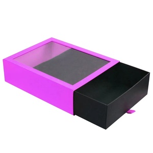 Customize <b>Thin</b> Rectangle Packaging Clear PVC Window Paper Boxes Slid Drawer Gift Package Box with Clear PVC Window Lid - Product Image 2