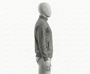 Men's Gray Knitted Zip-Up <b>Racer</b> <b>Jacket</b> Stand Collar Casual Breathable Autumn Wear Regular Fit - Product Image 2