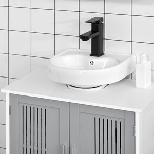Mobile bagno moderno a 2 ante sottolavabo con piedistallo e ripiani regolabili - Product Image 3