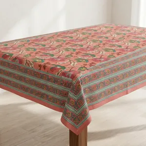 Nappe carrée en coton imprimé floral traditionnel, lavable, décoration d'intérieur, style classique, nappe imprimée au bloc - Product Image 4