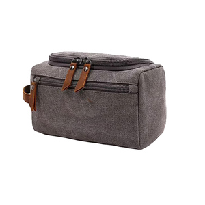 Canvas Wash Bag Durable Waterproof Zipper <b>Toiletry</b> Organizer Large Capacity Travel <b>Storage</b> for Men Women - Product Image 3