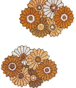 FAIZA CRAFT Set de table ovale fait main avec perles et fleurs, perles de verre, broderie marron, orange, blanc, décoration intérieure - Product Image 2