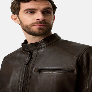 2026 Stylish <b>High</b> Quality Men's Motorcycle <b>Leather</b> Jacket for Winter New Zipper Style with Front Logo Low MOQ <b>Leather</b> Jacket - Product Image 6