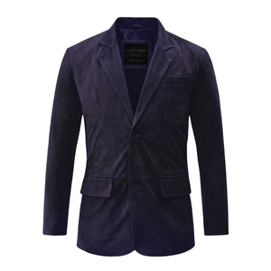 Chaqueta Blazer de Gamuza Azul Marino para Hombre, Corte Entallado, Cierre de un Botón, Estilo Casual Elegante, Marca Leather Cult - Product Image 5