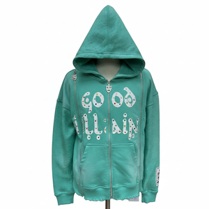 Sweat à capuche personnalisé pour homme, de haute qualité, effet délavé soleil, poids lourd 400 g/m², style vintage, délavé à l'acide, avec strass - Product Image 3