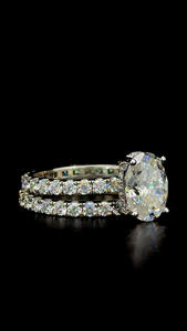 925 Silver <b>Moissanite</b> Jewelry <b>Ring</b> <b>Oval</b> Brilliant Cut 5ct 12x10mm <b>Moissanite</b> Diamond <b>Engagement</b> <b>Ring</b> And Band Sets - Product Image 6