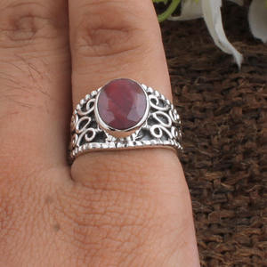 Anillo de Rubí Natural al por Mayor, Plata de Ley 925, Anillo Vintage con Gema Roja Color Sangre de Pichón para Mujer, Precio de Fábrica de Joyería Fina - Product Image 6