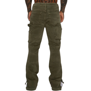 Pantalones Cargo para Hombre, Color Verde Oliva, Sólidos, Transpirables, Ropa de Trabajo, Multibolsillos, Corte Recto, Estilo Casual Urbano, Algodón, Estilo Vintage - Product Image 2