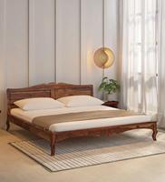 Lit danois en teck massif finition naturelle, matériau de haute qualité pour mobilier de chambre