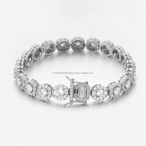 Bracelet Tennis Hip Hop de Haute Qualité en Argent Sterling 925 avec Diamants Moissanite VVS Sertis pour Hommes - Product Image 1
