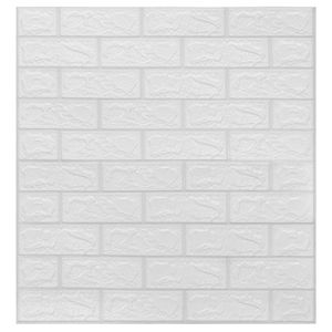 10pcs Self-Adhesive 3D White Bricks <b>Wallpaper</b> <b>Peel</b> & <b>Stick</b> Wallcoverings - Product Image 3