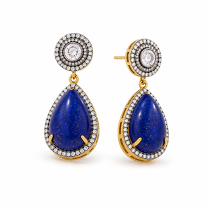Luxury Stud <b>Earrings</b> 18k Gold Plated Raw Sapphire Gemstone Drop <b>Earrings</b> Vintage <b>Fine</b> Jewelry for Women - Product Image 3