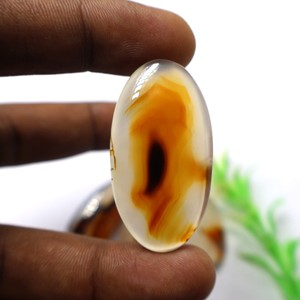 Cabujón de Ágata Natural de Rajastán AMAN GEMS JEWELLERY, Certificado por Terceros, con Juego de Color, Hecho a Mano, Pulido Suave, Corte de Pera Suelto - Product Image 3
