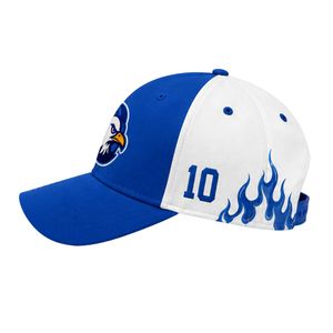 Casquette de baseball sportive bleu roi et blanc flamboyant, ajustable avec fermeture snapback, logo d'équipe brodé, respirante, imperméable, tissu 100% coton - Product Image 4
