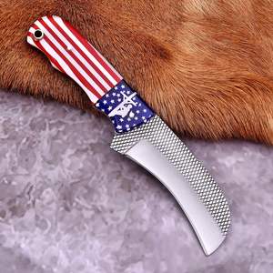 Cuchillo Táctico de Caza y Camping Hecho a Mano con Bandera Americana, Hoja Fija de 8 Pulgadas con Punta Caída, Acero Inoxidable 58HRC, Resina OEM - Product Image 4