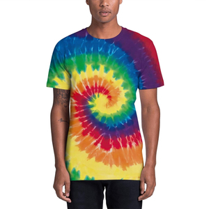Heavyweight 100% Cotton <b>Knitted</b> <b>Tie</b>-Dye Graphic T-Shirt 180gsm Soft Gradient Color Unisex Streetwear Custom Printed Men - Product Image 4