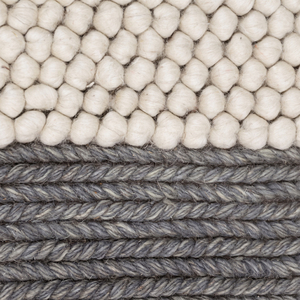 Tapis en laine DECORDEC multicolore texturé à rayures, écologique, antidérapant, tufté à la main, beige, noir, rouille, gris, motif géométrique en treillis pour - Product Image 4