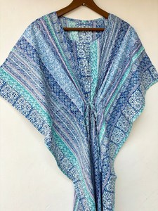 Nuevo Kaftán Naaz Textile de Lujo con Estampado Animal, Cuello en V, Cordón Ajustable, Manga Corta, Corte Evase, Algodón Suave Indio, Encaje de Verano para Mujer - Product Image 5