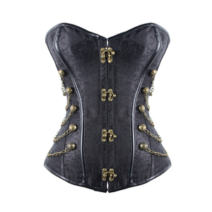 Conjunto de Corsé Verde Bosque Oscuro para Mujer, Estilo Medieval Renacentista, Forro de Satén Premium, Corsé Entallador de Cintura con Brocado - Product Image 4