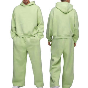 Survêtement d'hiver simple et tendance en molleton 100% coton pour homme, coupe ample, taille élastique, pantalon de survêtement à bas ouvert - Product Image 6