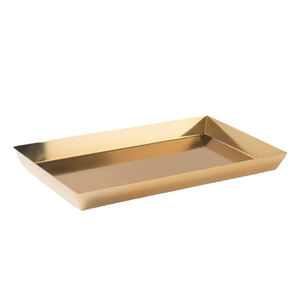 Plateau de vanité rectangulaire moderne et minimaliste en métal doré pour l'organisation de la salle de bain et de la commode – Décoratif et élégant en acier inoxydable - Product Image 1