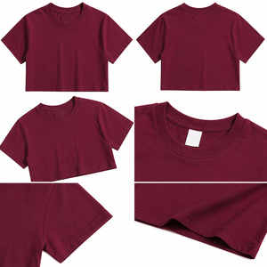 Camiseta Corta Lisa, Ropa Casual Minimalista de Moda, Fabricante OEM, Camiseta Corta de Manga Corta para Mujer, Algodón Ligero, Moda de Verano - Product Image 3