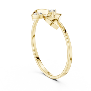Anillo Clásico Minimalista en Forma de Flor de Oro Amarillo Sólido de 14k con Diamantes Cultivados en Laboratorio de Corte Redondo, Regalo de Boda Clásico - Product Image 4