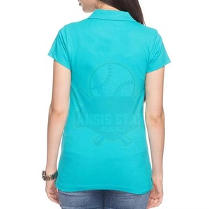 Women's Turquoise for <b>Shirt</b> Short Sleeve Solid Color Breathable Knitted 100% Cotton Casual Front Logo Digital Printing High - Product Image 2