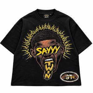 Camiseta de Cuello Redondo de Manga Corta Extra Grande para Hombre, Colores Personalizados, Estilo Urbano, 100% Algodón Tejido, Transpirable y de Secado Rápido - Product Image 1