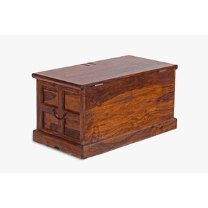 <b>Wooden</b> <b>Storage</b> <b>Trunk</b> Features Panelled Design And Antique Latch For Charming, Traditional Home Furniture Decoration & <b>Storage</b> - Product Image 3