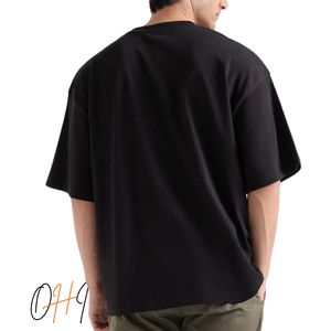 Camiseta Negra de Corte Regular para Hombre, Personalizada OEM, 100% Algodón, Estilo Urbano, Cuello Redondo, Informal, Ecológica, Transpirable, 230g - Product Image 4