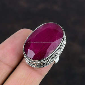 Bague en argent sterling 925 rubis pierre précieuse bague bohème bijoux en argent faits à la main bague beau cadeau pour elle - Product Image 2