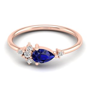 Bague REYES en argent sterling 925 avec moissanite, taille poire, 0,5 carat, saphir bleu, bijou élégant, prix de gros - Product Image 2