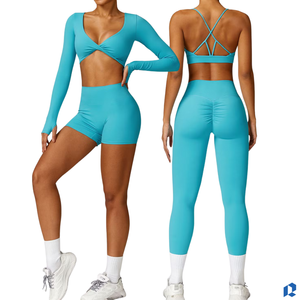 Women's Simple High Support <b>Racerback</b> Plaid Sports <b>Bra</b> Set Spandex Polyester Gym Yoga Fitness Front Custom Color Logo Wholesale - Product Image 5