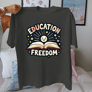 Tshirt pour femme en pur coton éducation et liberté coupe confortable - Product Image 2