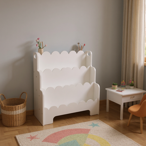 Estantería de Plástico Rosa de 3 Niveles con Bordes Festoneados, Mueble para el Hogar que Ahorra Espacio, Diseño Moderno - Product Image 6