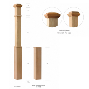 Pièces d'escalier en chêne rouge massif, capuchons plats pyramidaux interchangeables, bois EFS, manchon réglable 55, style simple, escalier - Product Image 2