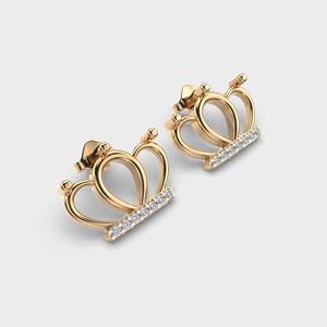 Pendientes de Corona con Diamantes Cultivados en Laboratorio Certificados por IGI, Oro Amarillo/Blanco/Rosa de 14K, Estilo Princesa, Pendientes de Diamantes Minimalistas - Product Image 3