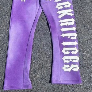 Pantalones de calle de felpa francesa con logotipo personalizado pantalones de chándal vintage de algodón lavado ácido desgastado para Hombres estilo informal - Product Image 3