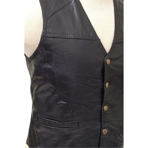 Gilet en cuir premium pour homme, sans manches, décontracté, style motard vintage, vêtement d'extérieur en cuir souple et confortable - Product Image 3