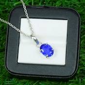 Colgante de Zafiro Azul, Plata de Ley 925, Joyería con Piedra de Nacimiento de Diciembre, Gema Natural, Regalo para Mujer, Venta al por Mayor - Product Image 2