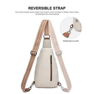 Sacs bandoulière avec sangle réglable, compartiments spacieux, poche antivol, matériau PU, fermeture éclair légère, pour voyage - Product Image 5