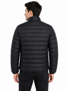 <b>Men</b>’s Black Puffer <b>Jacket</b> Quilted Winter <b>Jacket</b> Full Zip Front Warm Insulated <b>Jacket</b> Stand Collar <b>Lightweight</b> Casual <b>Jacket</b> - Product Image 3