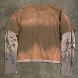 ผู้ผลิตเสื้อยืดสองชั้นแบบกำหนดเอง เสื้อยืดโอเวอร์ไซส์ผ้าฝ้ายพรีเมียม เสื้อยืดเปล่า OEM แบรนด์ส่วนตัว ราคาขายส่ง - Product Image 2