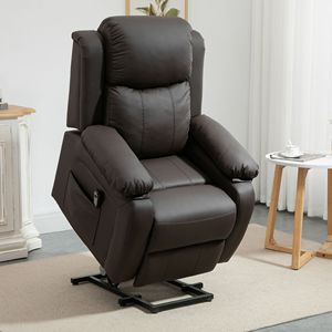 Poltrona Elettrica Robusta e Confortevole in Pelle PU Marrone per Anziani, Facile Controllo Remoto, USB Intelligente per Soggiorno - Product Image 2