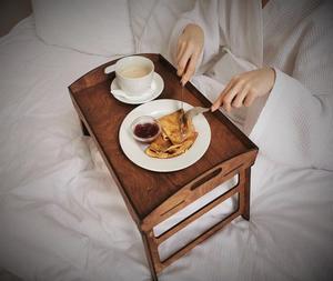 Bandeja de Servir Rectangular Grande de Madera con Asas para Mesa de Centro, Sala de Estar, Desayuno en la Cama - Product Image 4